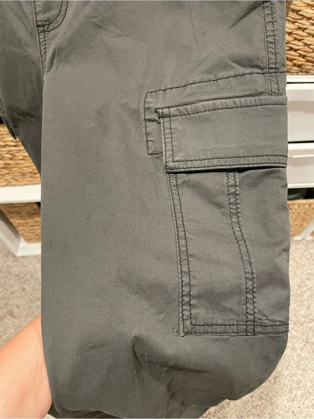 Men’s Small Gray Pull-On Cargo Jogger Pants Stretch Cotton Elastic Waist Size S